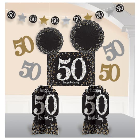 Sparkling 50th Birthday Celebration Room Decorating Kit
